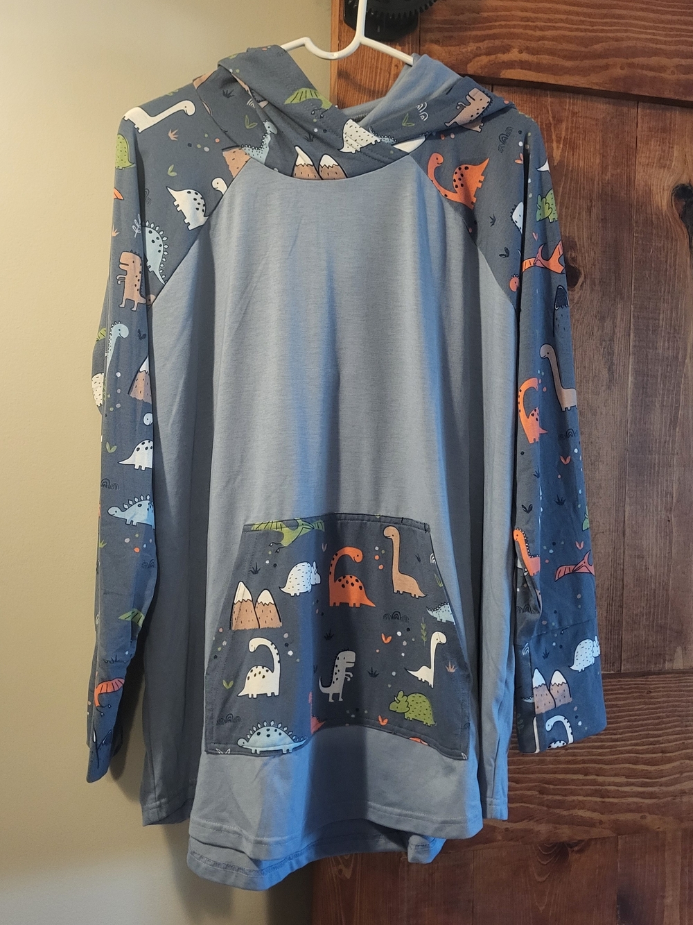LuLaRoe Blue Dinosaur Print Hoodie